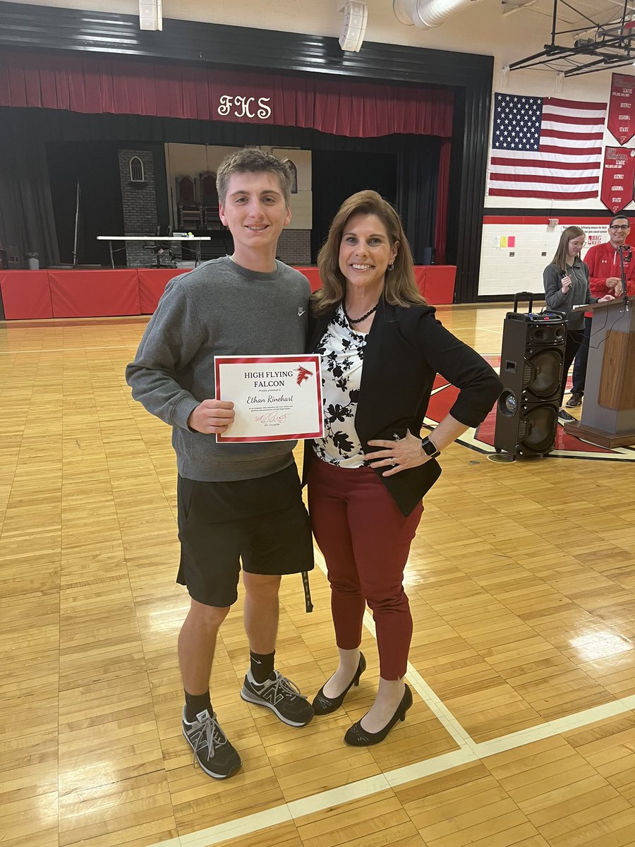 Great job E!!! 3rd quarter high flying falcon! “ This student embodies excellence in every facet of high school life. He is a top academic performer. He also shines on the baseball diamond exemplifying the teams we before me attitude”. Mr. Geraghty
