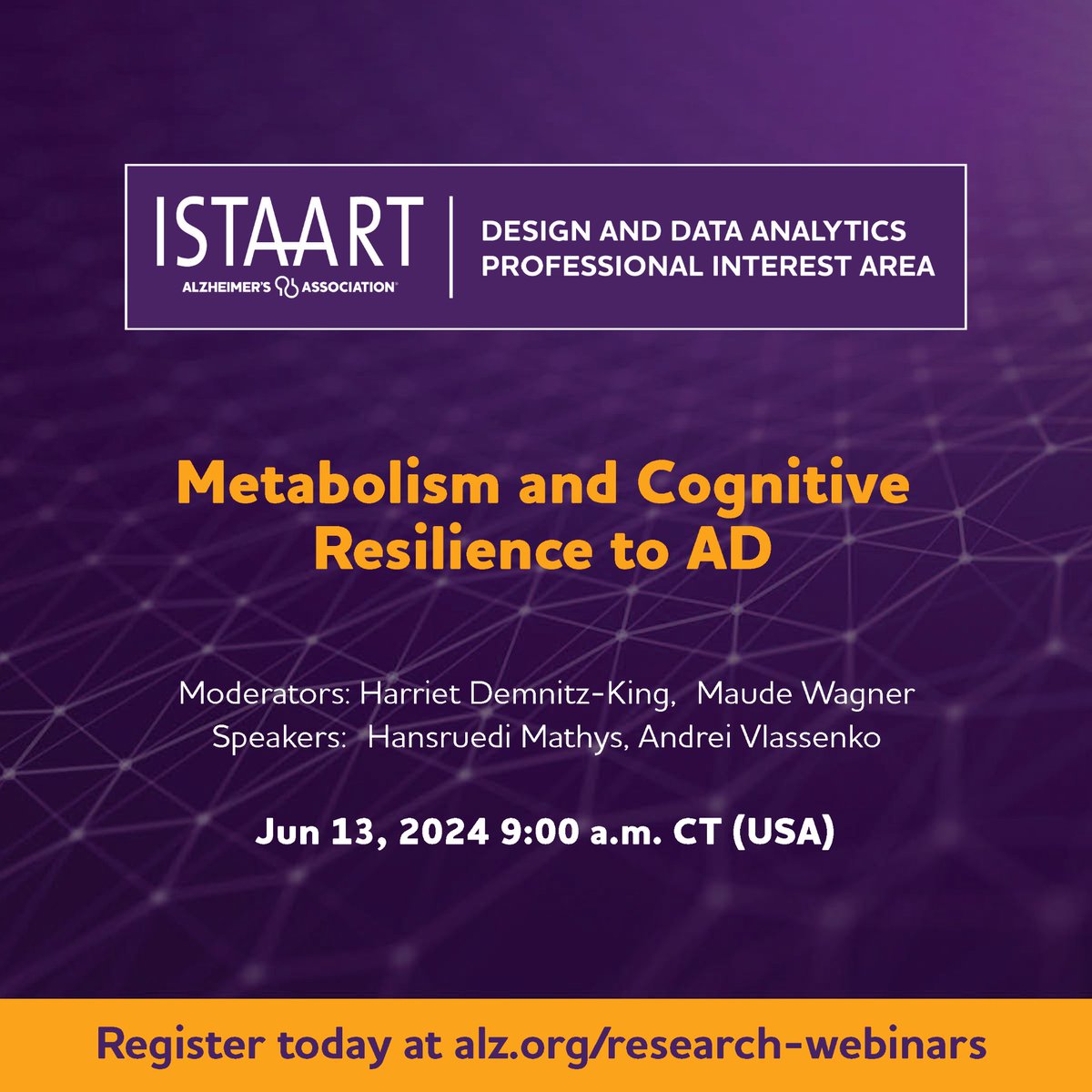 🚨 👋 Webinar Alert (June 13, 9am CT) Talks & discussions on the #cell/#molecular bases of #cognitive #resilience to AD pathology, as well as how PET-derived #aerobic #glycolysis play a role in #resilience! Join us if you can 😎 Registration👉 tinyurl.com/2wv9z4vx