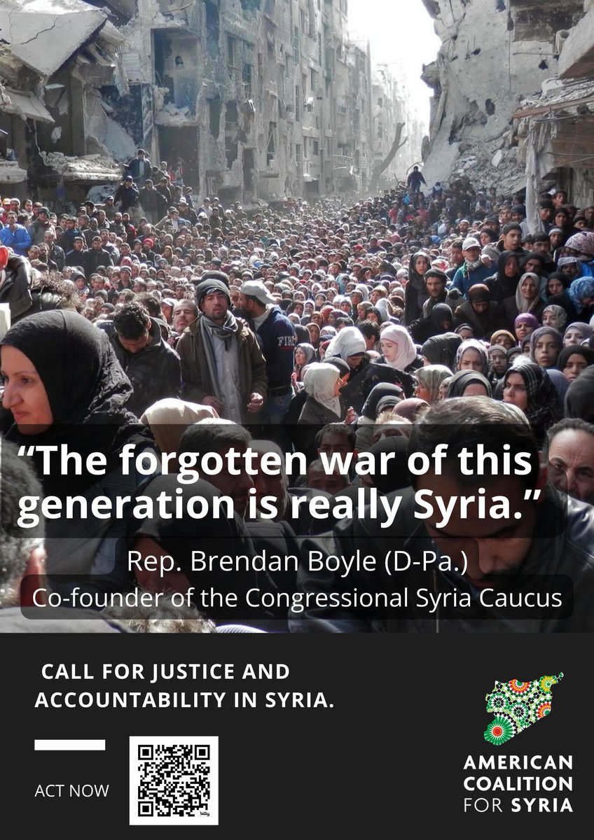 100 people have taken action so far. Please help us keep the momentum going. Don’t let #Syria be the forgotten war. Call for #Justice and #accountability in Syria. @RepBrendanBoyle #NormalizeJustice Act now: bit.ly/3vZJeu5