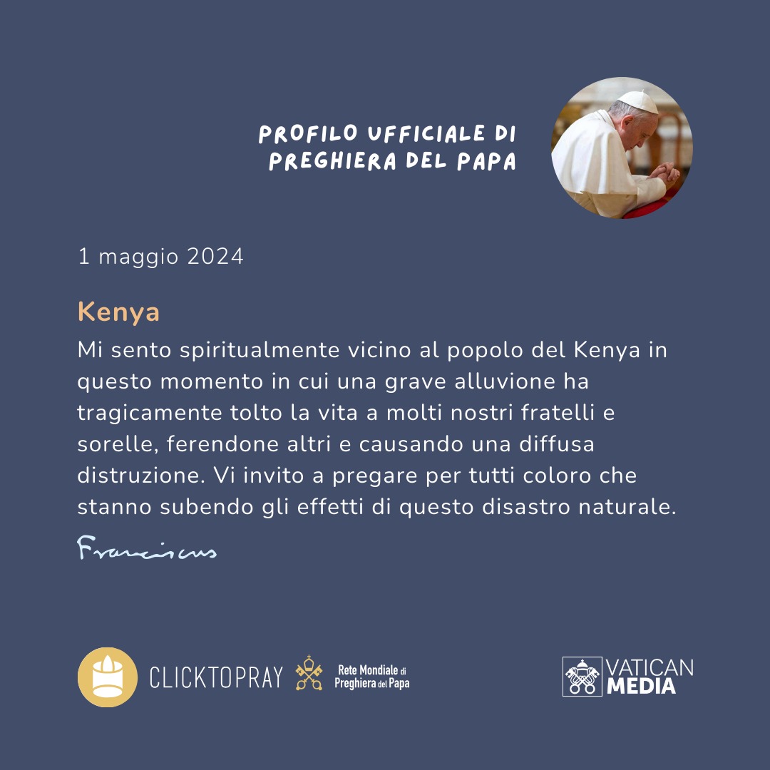 🙏 Profilo di preghiera del Papa
#PreghiamoInsieme @pontifex_it
Kenya
clicktopray.org/pope
