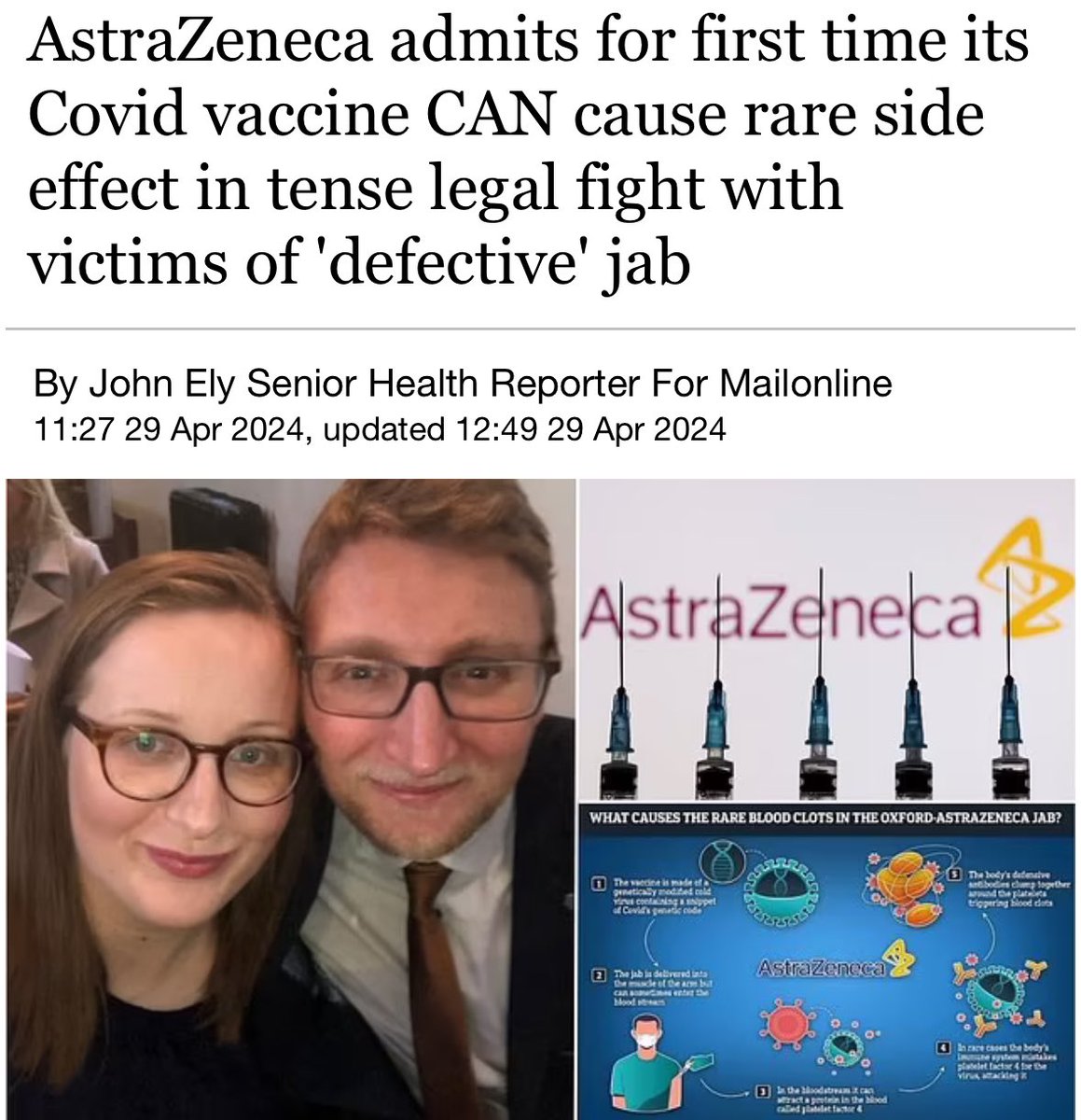 Remember when we called the vaxx, the 'clot shot' & they called us conspiracy theorists?? Well, #AstraZeneca finally admits in court, for the first time, that the #Covid vaccine is unsafe & results in BLOOD CLOTTING! #Fauci & ALL involved, including Big Pharma & their…