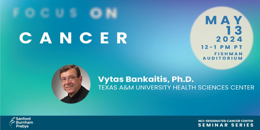 Join us on Monday, May 13, 2024, for the next FOCUS ON seminar, where Vytas Bankaitis Ph.D., will share his groundbreaking insights. This event is presented by the @SBPCancerCenter and hosted by @BrookeEmerling, Ph.D. For more information visit: sbpdiscovery.org/calendar/focus…