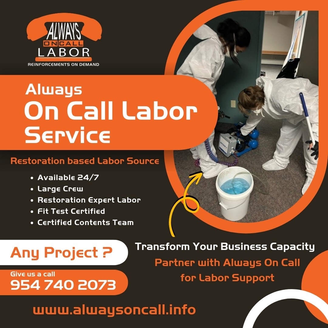 Always On Call Labor provides skilled labor services to ensure seamless operations for your restoration project.

More Details: 📷 alwaysoncall.info
Call: 📷 954 740 2073

#alwaysoncall #disasterrecovery #moldremoval #floods #largeloss #stormdamage #WednesdayMotivation