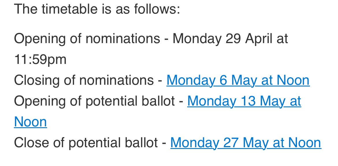 NEW: Timetable confirmed for SNP leadership contest - if there is to be a contest Ballots open for two weeks between May 13th and May 27th