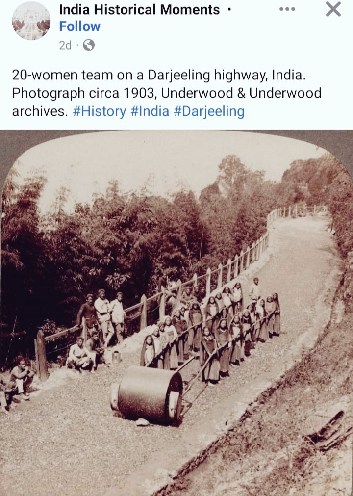 This was how we built our Hill Cart Road, Darjeeling. Look at the #women power!