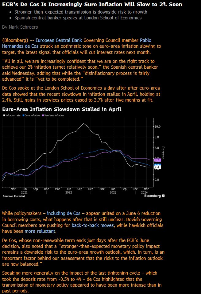 * DE COS: INCREASINGLY CONVINCED ON RIGHT TRACK TO REACH 2% SOON @business ⁦@JohnSpall247⁩ #ECB