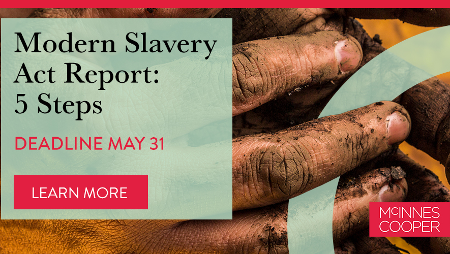 By May 31, organizations under Canada’s Modern Slavery Act must submit their first annual questionnaire and report on forced and child labour. Follow our 5 step guide to fulfill your obligations. Reach out to our ESG team for assistance! bit.ly/3UpUeck #ModernSlaveryAct