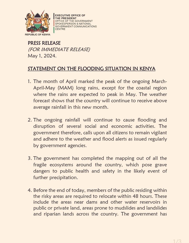 Flooding situation in Kenya. Via Government Spokesperson Dr Isaac Mwaura. @MwauraIsaac1.
