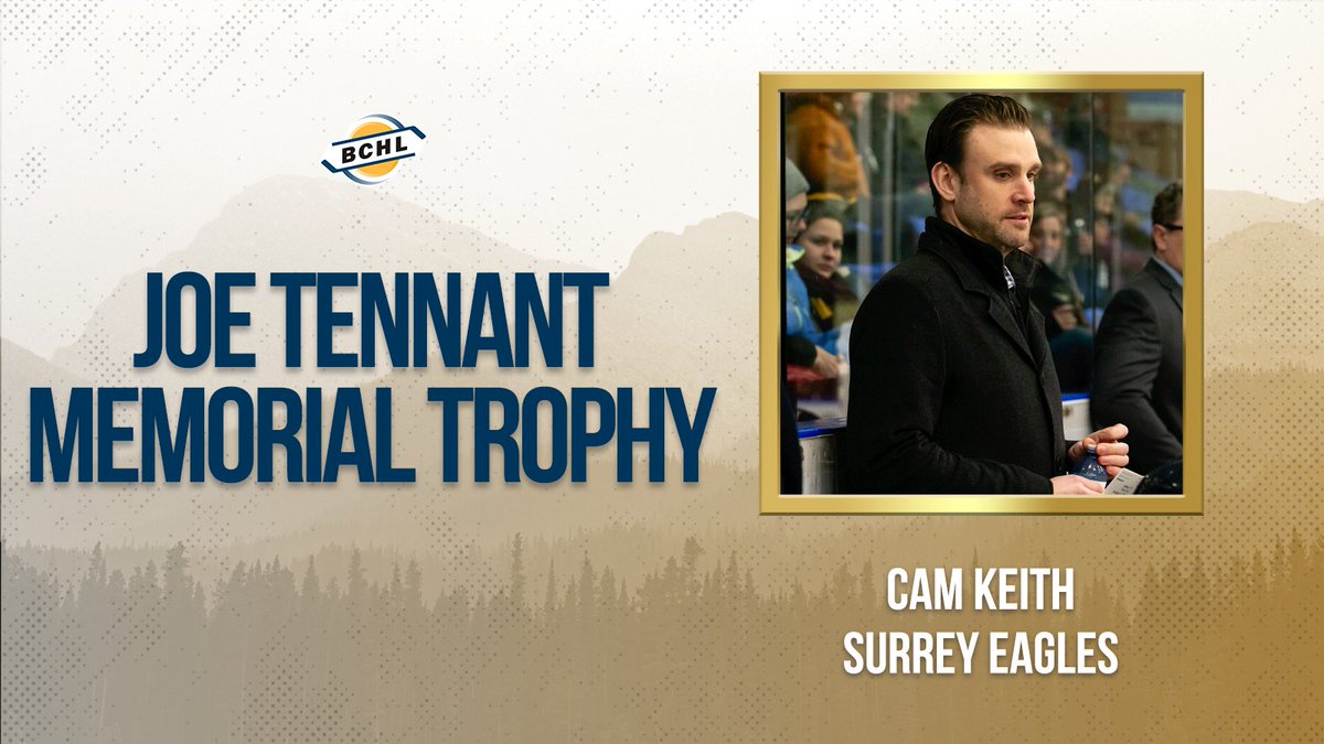 Now, on to the voting awards, as decided by the 17 BC head coaches/GMs, starting with the Joe Tennant Memorial Trophy for BCHL Coach of the Year.

This year's winner is Surrey Eagles head coach Cam Keith who led his team to first place overall in the regular season standings.