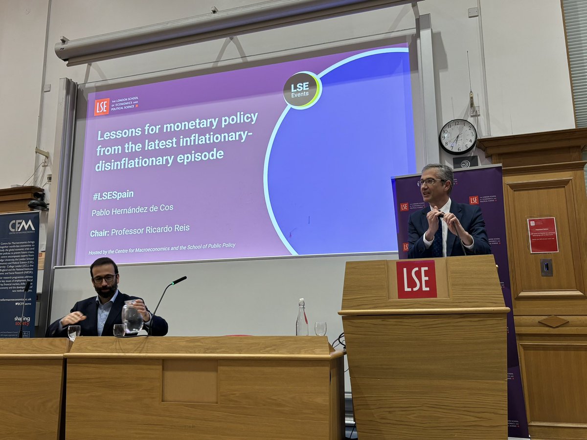 BdE Governor outlining the experiences and lessons from the last few years for monetary policy practice. #LSESpain @CFMUK lecture @R2Rsquared