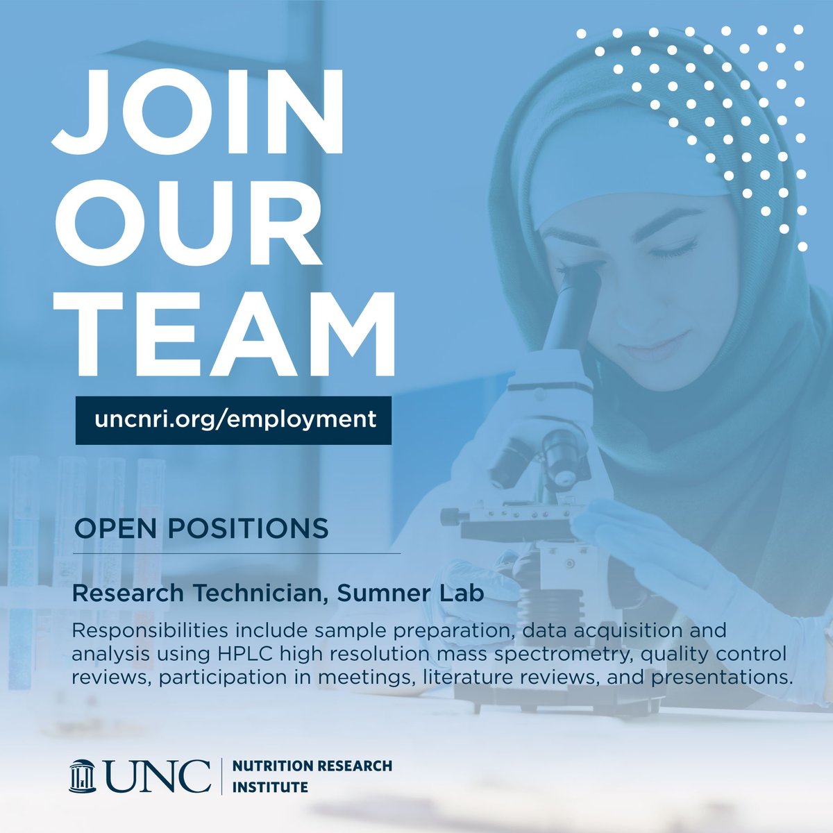 Join the Sumner Lab as a Research Technician. Ideally the candidate would have experience in mass spectrometry and conduct metabolomics analysis.
If that is you, apply now: uncnri.org/2024/04/25/res…
#employment #jobopportunity #nowhiring #hiring #STEMjobs #Researchjobs #sciencejob