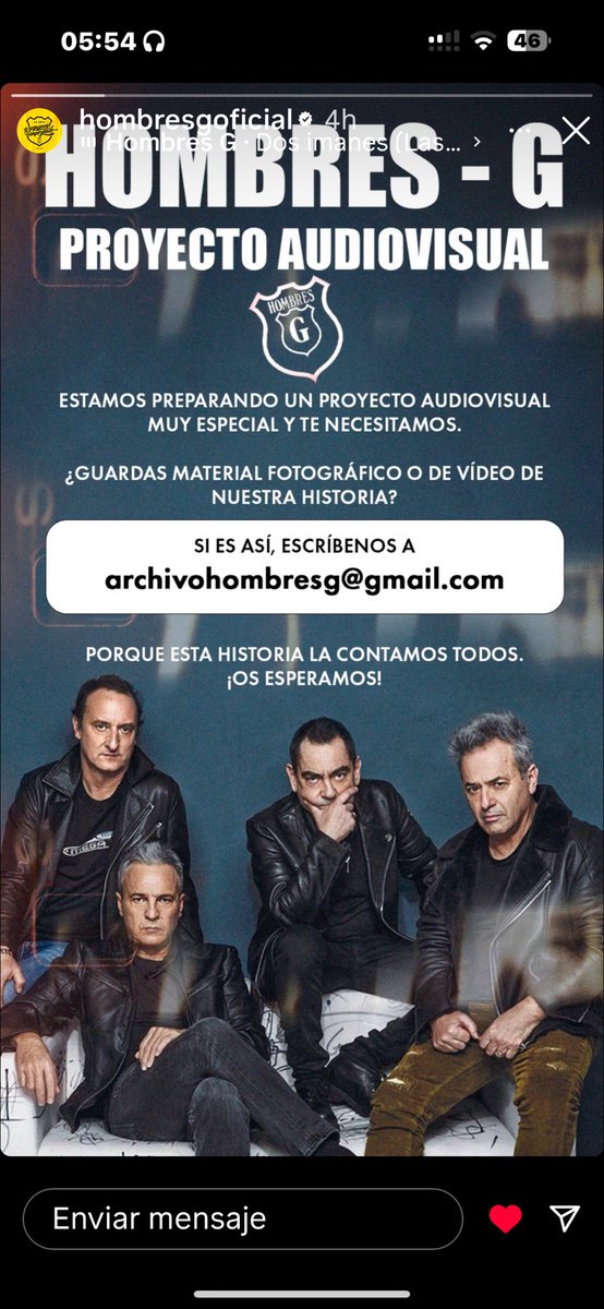 Ya son 40 años que crecimos con la canciones de @HombresG  tienes material de aquella época 
Fotos, videos de algún concierto que hayas ido en los 80’s 
Será espectacular!! 
Aquí abajo está el mail donde podrás enviar tus fotos y videos inéditos 
@WeTransfer