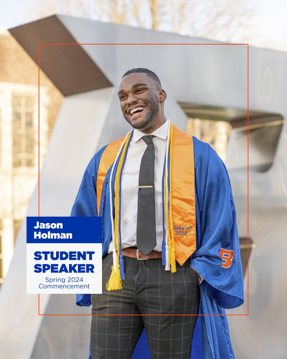 Congrats to Jason Holman, student speaker for the afternoon ceremony at #BoiseState’s 50th commencement as a university on May 4! He earns a BS in Interdisciplinary Studies with minors in business economics and political science. boisestate.edu/news/2024/04/2… #BoiseStateGrad