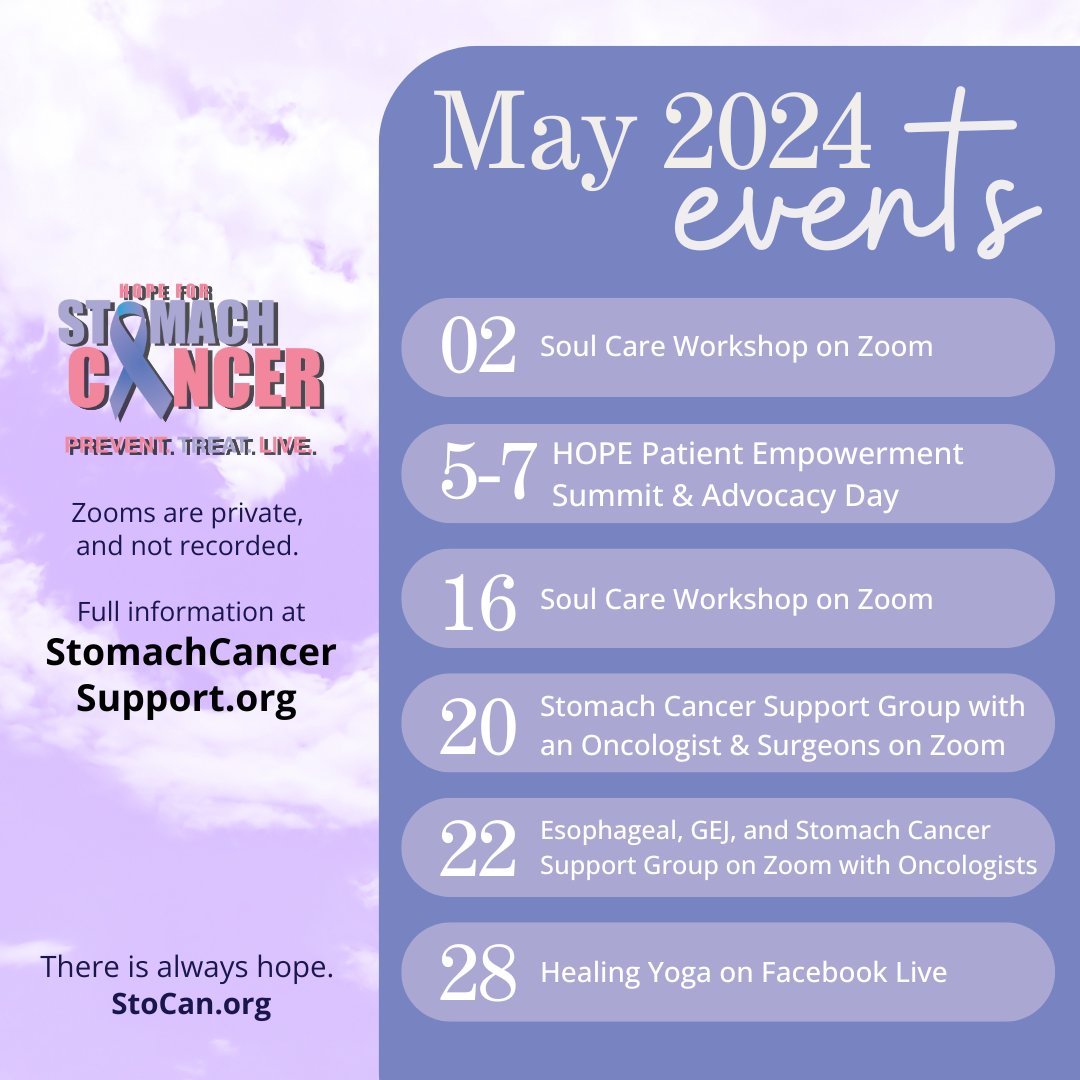 May is a BUSY month for us! With the Patient Empowerment Summit just a few days away and tons of support group opportunities, we are feeling excited, ready, and HOPEFUL Which event are you most looking forward to?