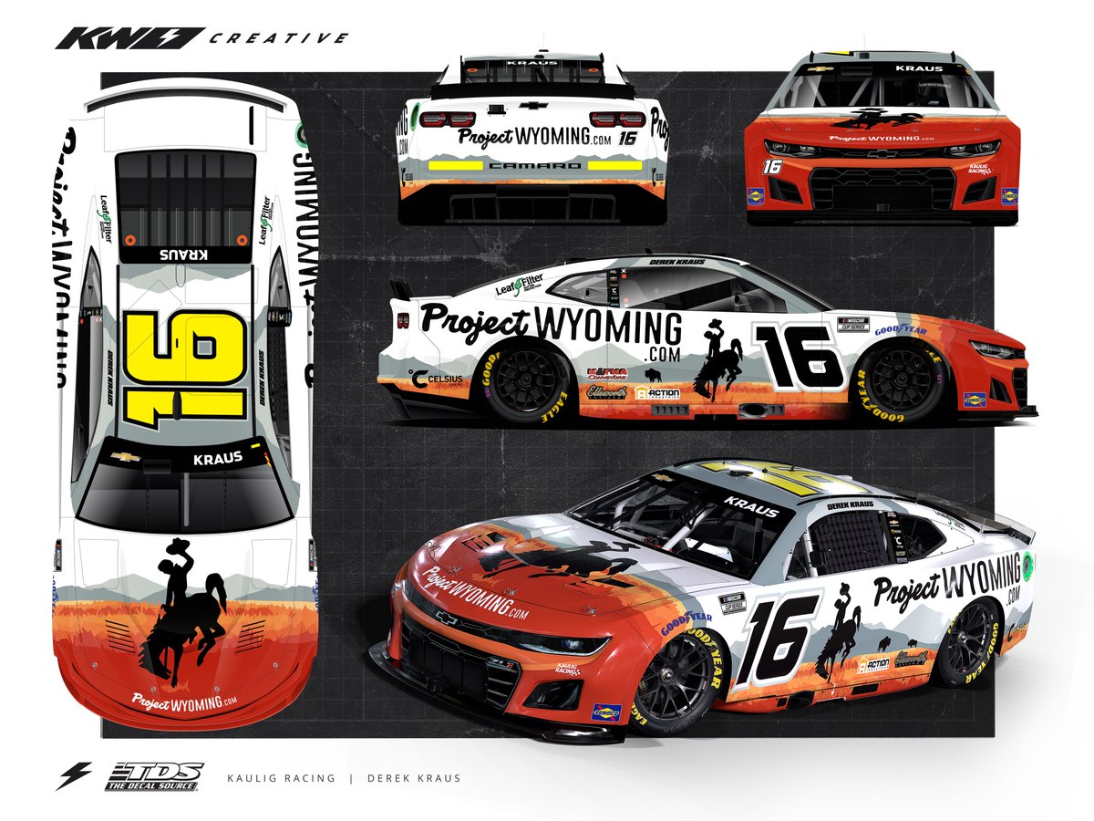 New Project Wyoming design for @KauligRacing & @derek9kraus debuting this weekend in Kansas. This was really fun to put together from the logo design, to the scenery & color palette. Thankful for free rein opportunities like this one to build the whole look & feel from scratch.