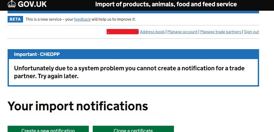 Oh dear, Day 2 of new post-Brexit border checks and the government’s IPAFFS has crashed. EU imports have to be logged on IPAFFS to clear customs. Went down 2 hours ago. Until it’s up again there are 2 options: 1) wave all lorries into UK. 2) send them to a Border Control Post.