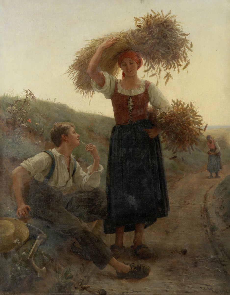 FRANK DICEY Pintor Británico 1838-1888 Óleo s/ Lienzo - 87,3 x 68 cm 'Romance de Cosecha'