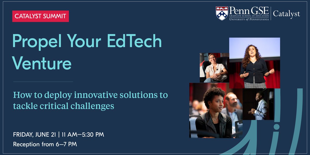 CatalystPennGSE's tweet image. Join us on June 21 at Penn for the Catalyst Summit: Propel Your EdTech Venture. Network with fellow entrepreneurs and gain valuable insights to navigate the dynamic edtech landscape. 

Register today: mailchi.mp/gse.upenn.edu/…  

#edtechNetworking #CatalystSummit