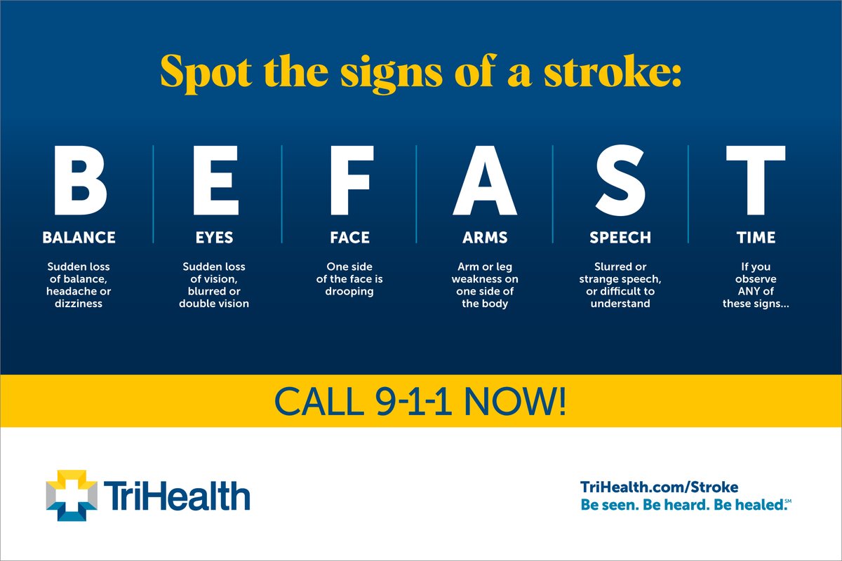 May is Stroke Awareness Month! When it comes to treating a stroke, every second counts - which is why it's so important to BE FAST in catching the warning signs and seeking care. Learn more about TriHealth's award-winning stroke care here: bit.ly/3FoBliC