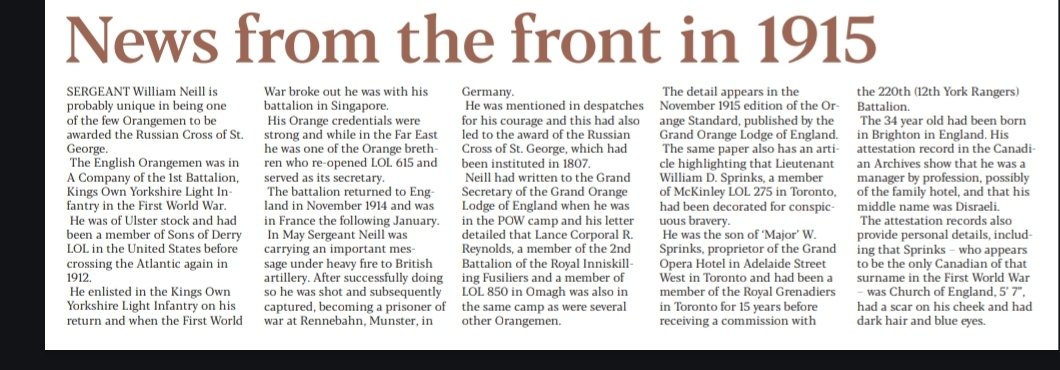 Sargeant William Neill is probably unique in being one of the few Orangemen to be awarded the Russian Cross of St George

#orangeorder