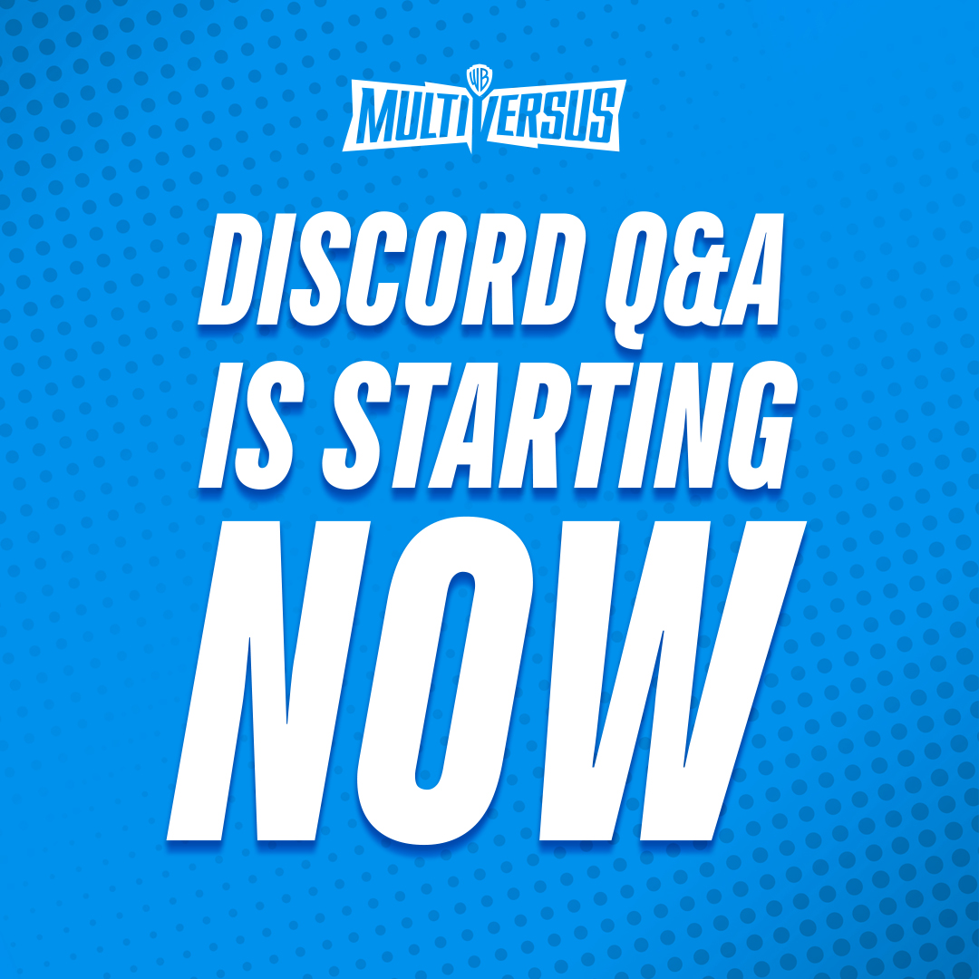It's Q&A time! Join us in the official #MultiVersus Discord server NOW with @darknakat, @AJAX_HQ, along with Devin Gajewski, Grant Ervin, and Colby Yeates from the @Player1stGames Dev team as they answer your questions. go.wbgames.com/MVSDiscord