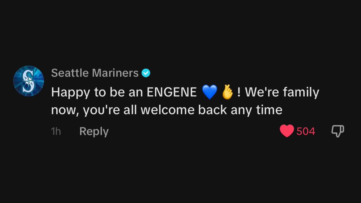 INFO | 24.05.01 Seattle @Mariners commented on JAY, HEESEUNG and NI-KI’s recently uploaded video on TikTok. ‘Happy to be an ENGENE 💙🫰! We're family now, you're all welcome back any time’ #ENHYPEN #엔하이픈 @ENHYPEN_members @ENHYPEN #HEESEUNG
