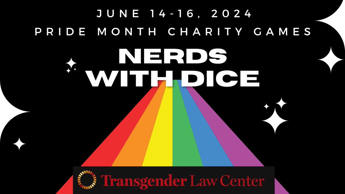 Hey Nerds! One more announcement - we’re hosting a charity weekend for transgender law center for Pride month; June 14-16. If you’re interested in running a game specifically for our charity event please fill out the form forms.gle/f9D36oUCPmczm8…