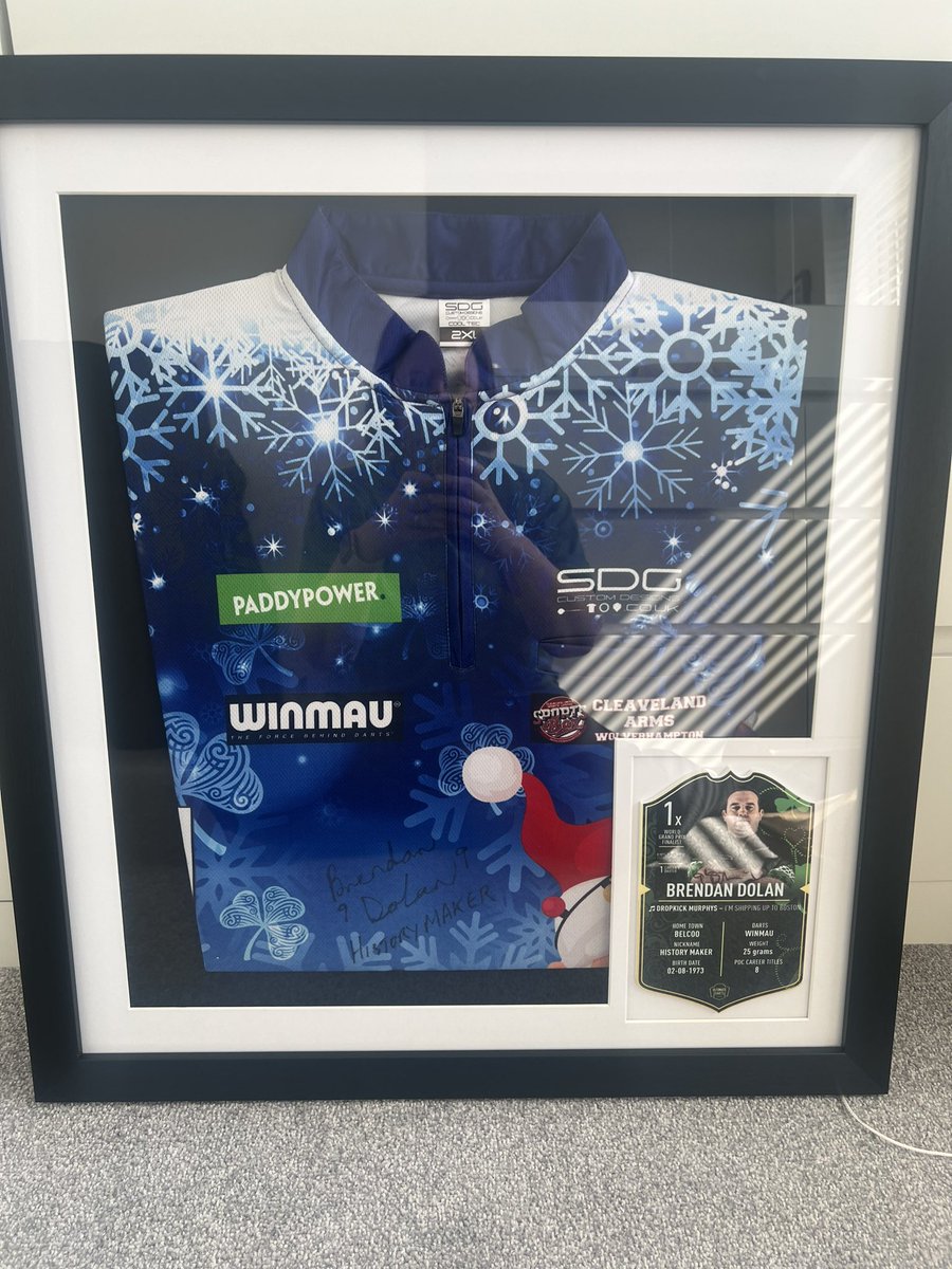 A massive thank you to @BrendanDolan180 for donating a number of signed items so we can raise much needed funds to continue to support children during a parent’s cancer. Don’t they look lovely framed? Thanks to @TeresaD56618290 for sorting via Julie