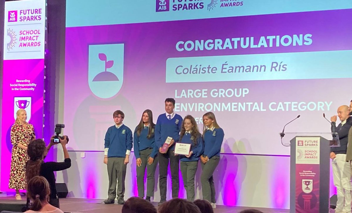 Congratulations to our students winners of the AIB Future Sparks School Impact Awards for the category Large Group Environmental Project held in Croke Park today. @AIBIreland #cork #school #sustainable #environment #environmental #awareness