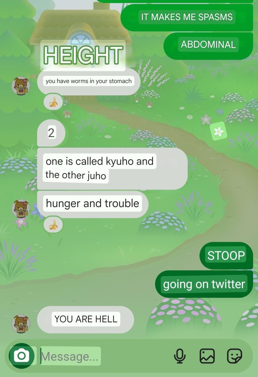apparently i have two tapeworms one named kyuho one named juho theyre fear and hunger