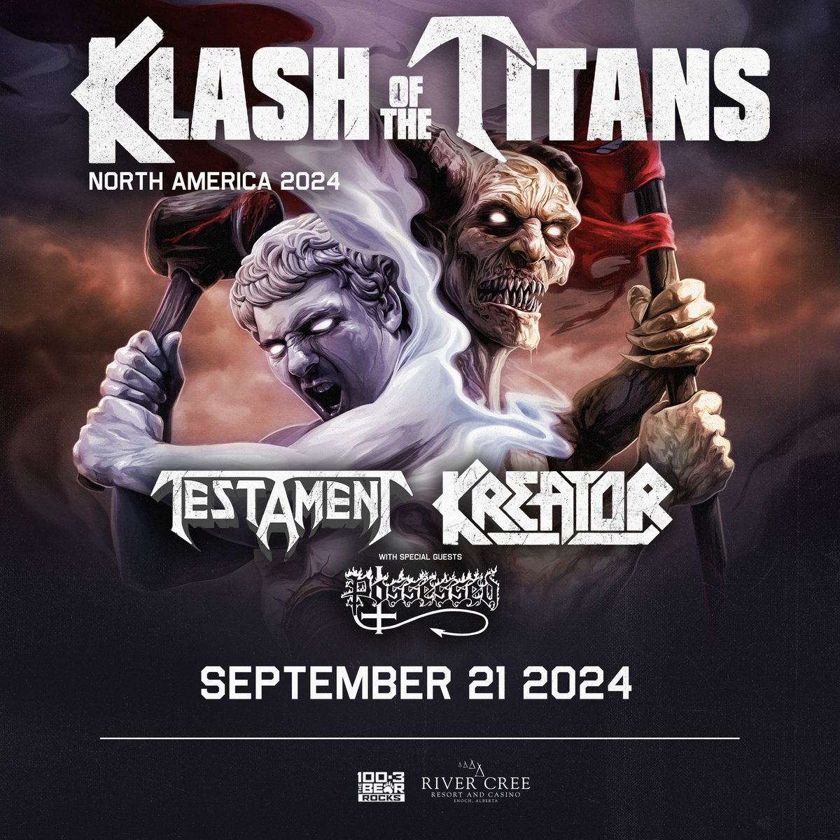 🤘Pre Sale on NOW

🎸Heavy Metal band Testament is joining forces with Kreator and will hit the River Cree Stage, Saturday, September 21, 2024!

Tickets are just $ 69.99! Join our social presale  at 12 pm- lock down your tickets today, use code 🗝️KLASH

🎟️ Tickets:…