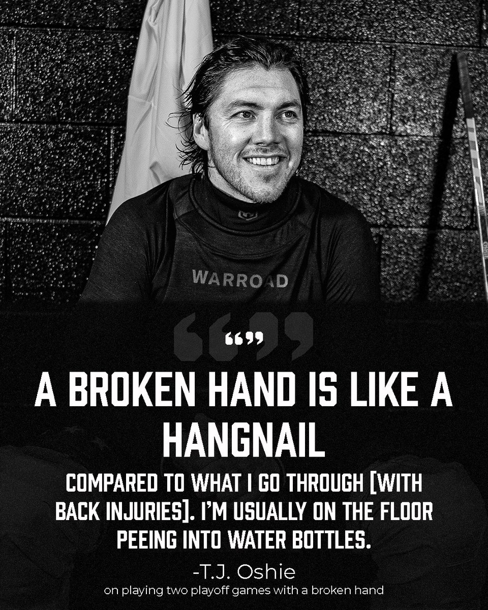Yeah, no one can question T.J. Oshie’s toughness🤯

@TJOshie77 confirms he played 2 playoff games with a broken hand.