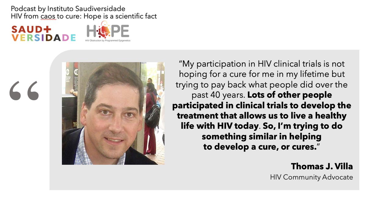 Dive into the inspiring journey of HOPE Ambassador, Tom Villa, as he shares his powerful insights on participating in HIV clinical trials in the 'HIV From Chaos To Cure' podcast.🎙️Listen now on Spotify @saudiversidade! #HIV #HIVCure #UEqualsU #HIVAdvocate open.spotify.com/episode/4D2Yeg…