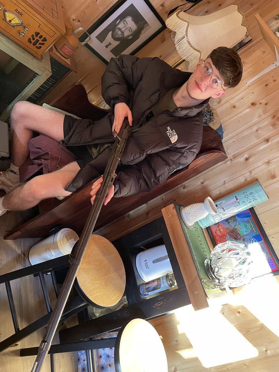 @Victoriamary @ShaneMacGowan Have you any more photos of it ? I know a lot of collectors of Republican memorabilia and I will check it out with them. We have access to plenty of resources and will do all in our power to get it back. This is my son with Tom Clarkes rifle held by a Tyrone Republican family
