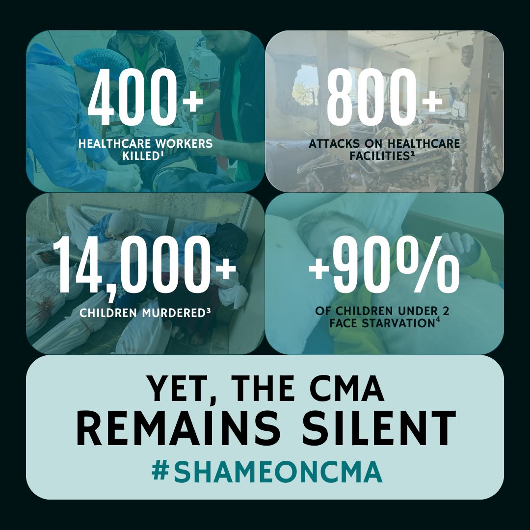 Can4Pal's tweet photo. On May 1, National Doctors Day, we are calling out the Canadian Medical Association for their shameful silence on Gaza. #shameonCMA #exitCMA #NationalPhysiciansDay @CMA_Docs https://t.co/4poDwGJ5Z3