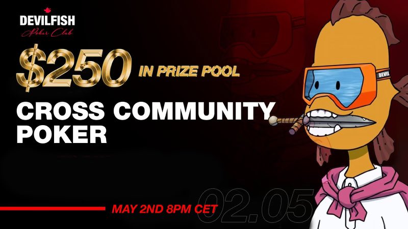 Devilfish Weekly Tournament 2nd May 8PM CET $250 Prize Pool💰 Free to play Special guests joining are @ThePlagueNFT @TheCrypt_Nfts @DeluxeGoat @Pepe_Ordinals @SoDeadNFT @footies_nft @FelineFiendz @TheSpeakeasyNFT @Pepe_Ordinals have very kindly agreed to give away one of…