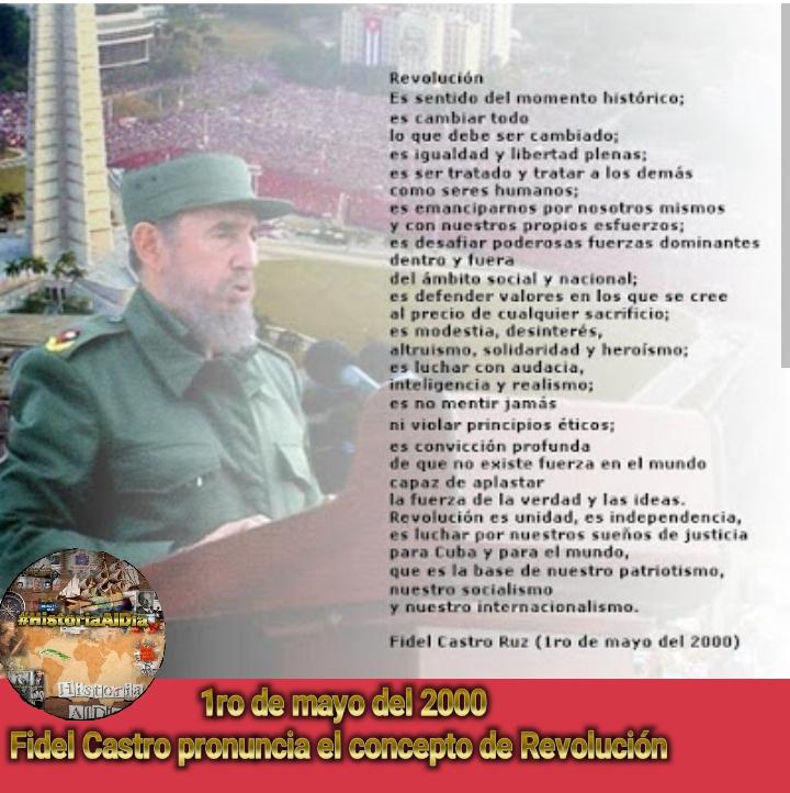 🇨🇺👴🏼 👉1/Mayo/2000 👈 🇨🇺#FidelCastro pronuncia el concepto de Revolución.🇨🇺🇨🇺 #FidelPorSiempre #MunicipioNiquero #ProvinciaGranma #DPSGranma #CubaPorLaVida #GranmaVencerá #PorCubaJuntosCreamos