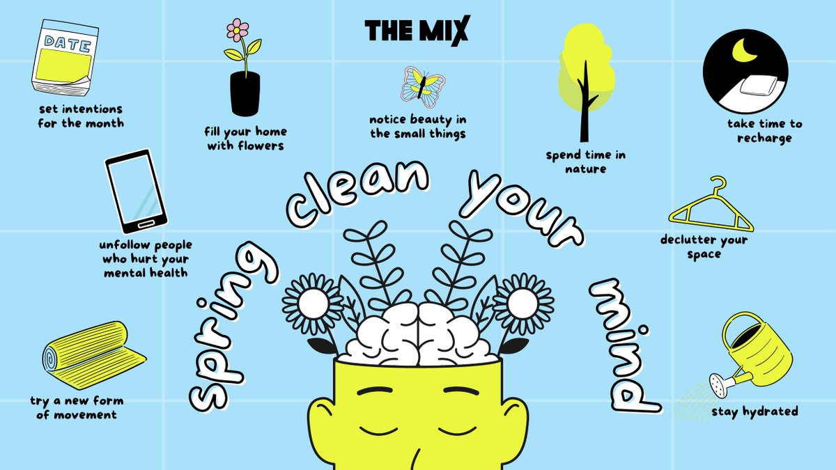 Spring has well and truly sprung, and it's the perfect time to refresh your mind! Which of these activities will you be doing as part of your May routine?🌷🦋🧘‍♀️🌙 #TheMixUK #SpringClean #Wellbeing #MentalHealthMatters