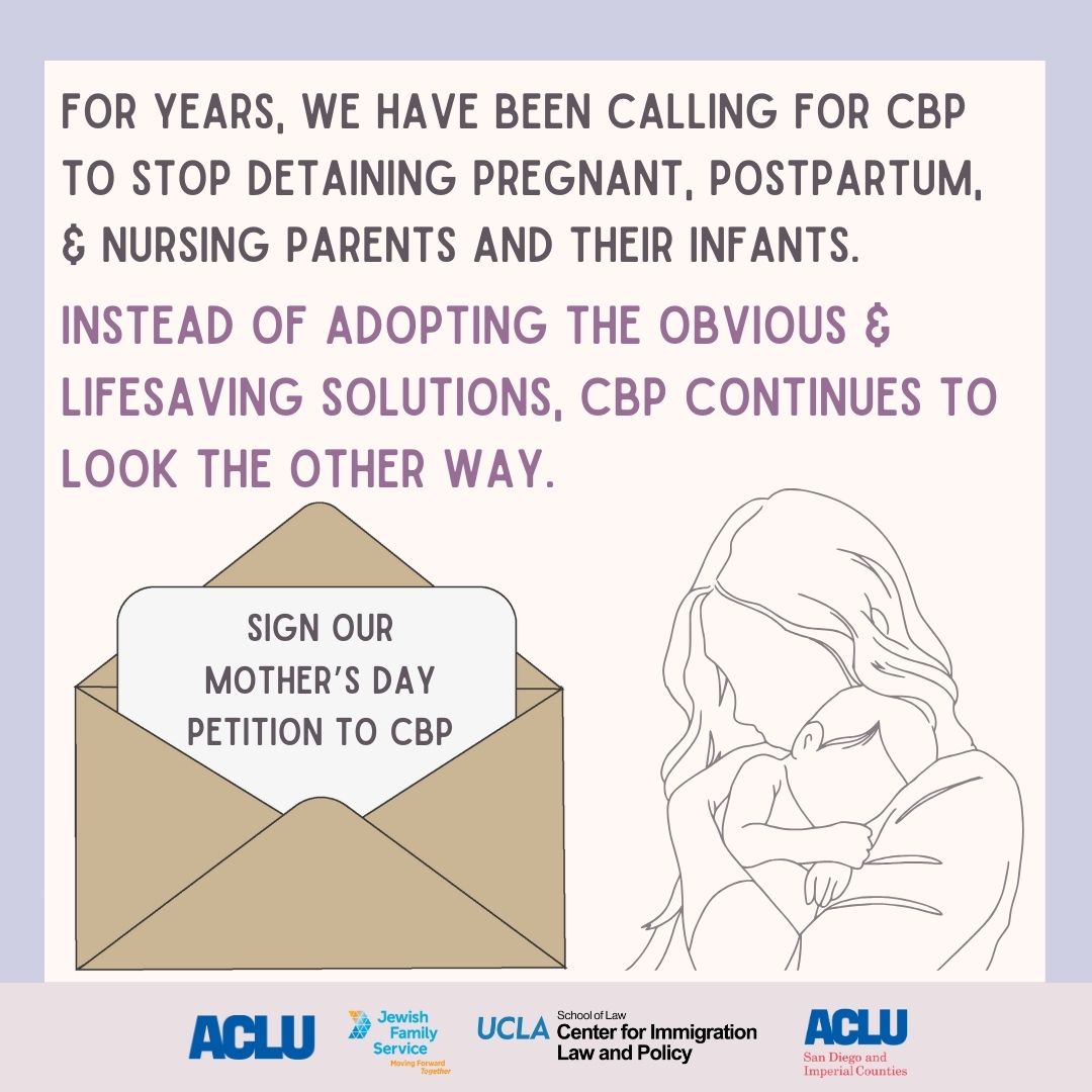 No parent should have to give birth in a cell with no medical care or be returned to a freezing cold detention center with a newborn baby. This Mother's Day, join us in telling @CBP that all mothers deserve better. bit.ly/CBPMothersDayP… #MaternalHealth4Migrants