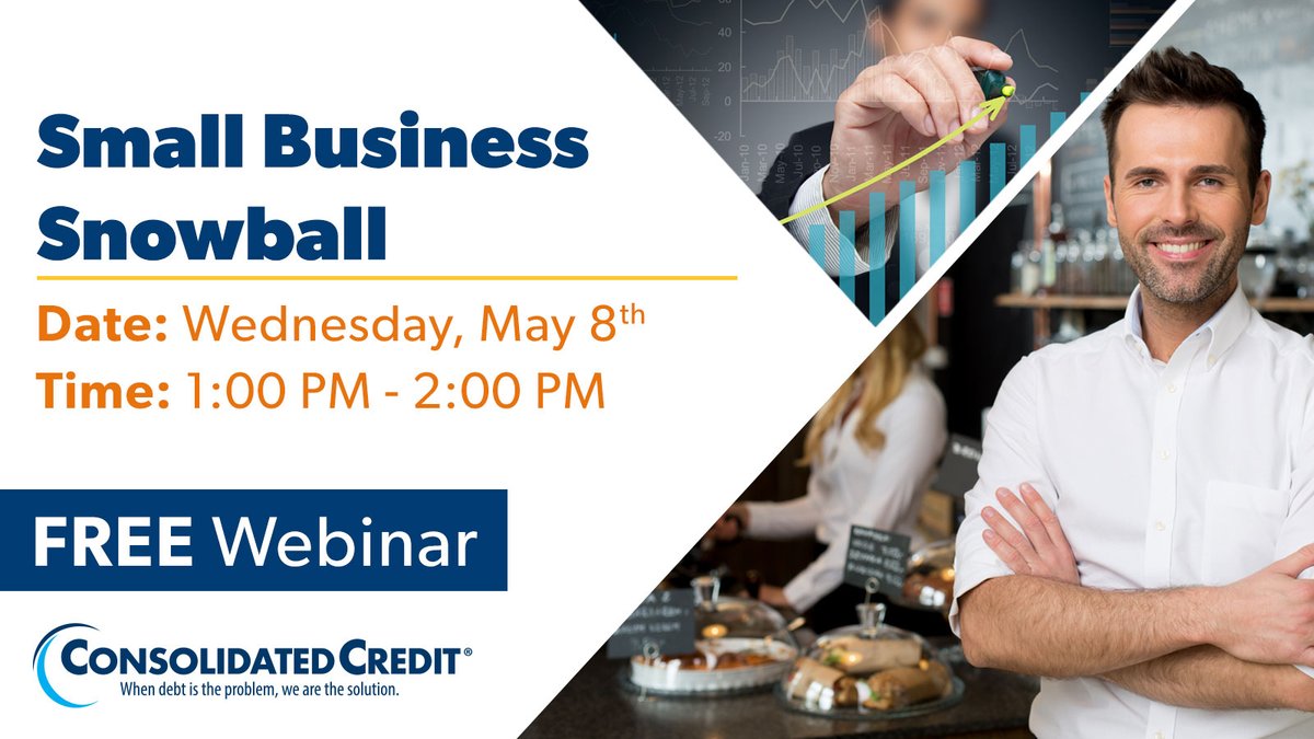 🔊Calling #SmallBusinessOwners, aspiring #entrepreneurs and all interested persons to this exclusive webinar happening Wed. May 8th at 1 PM (EST). We want to help you thrive! 👉Register today:consolidatedcredit.org/webinars-and-s…

#SmallBusinessWeek #ConsolidatedCredit #DebtSucks☎️844-450-1789