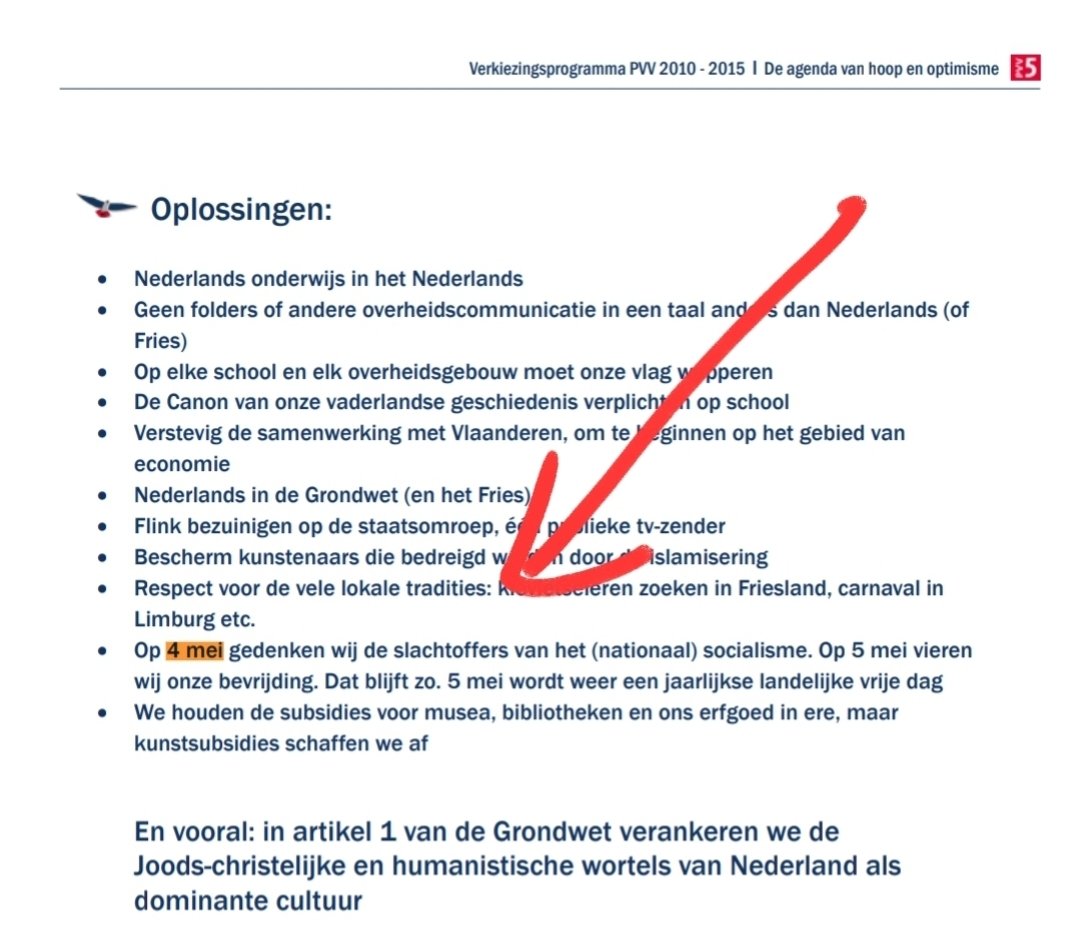 @overlistener Volgens zijn eigen zeggen herdenkt #Bosma op 4 mei de slachtoffers van het socialisme. (Voor de vorm heeft hij het 'nationaal' er nog tussen haakjes voor gezet...)