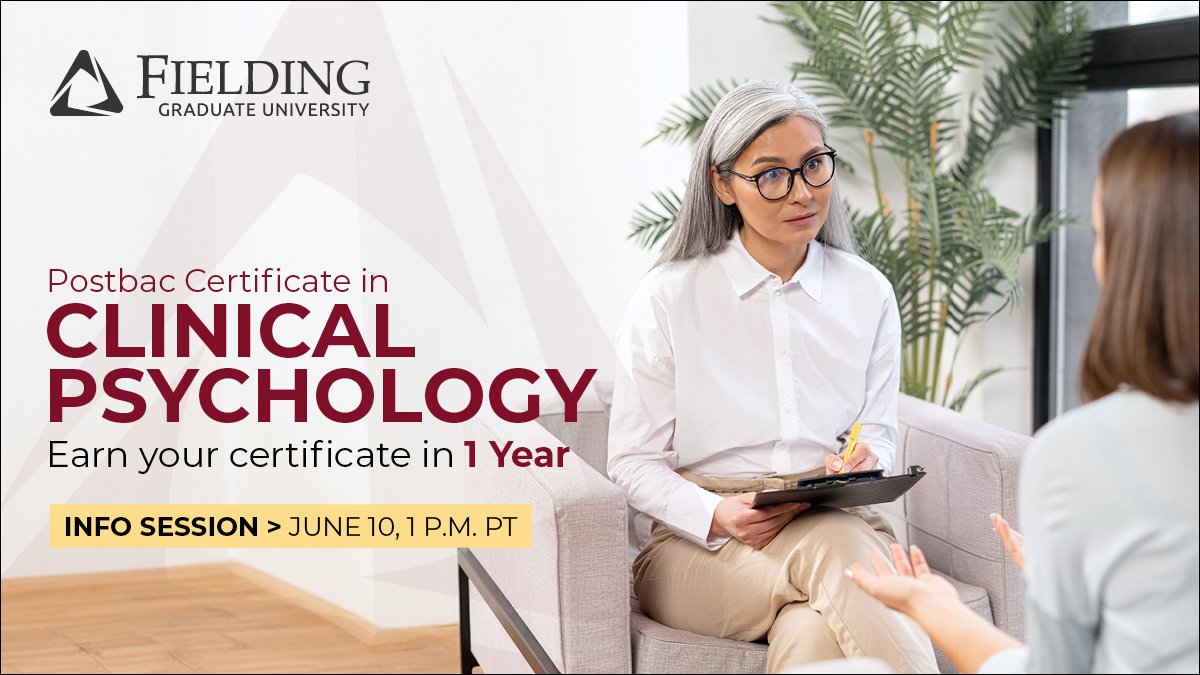 Earn a Postbaccalaureate Certificate in Clinical Psychology in 1 YEAR. Learn more at the June 10 info session webinar: ow.ly/qOIO50RlkHv
#ClinicalPsychology
#PsychologyCertificateCourses
#ChangeTheWorldStartWithYours