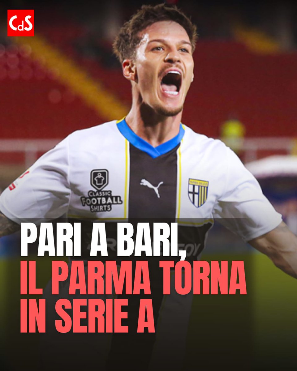 Bentornato Parma🤩

La squadra di Pecchia pareggia 1-1 con il Bari e torna matematicamente in Serie 🅰️

Ai pugliesi non basta il gol di Di Cesare, la rete di Bonny regala al Parma un punto e la promozione e ora in città è tutto pronto per la festa💫

#Parma #CorrieredelloSport