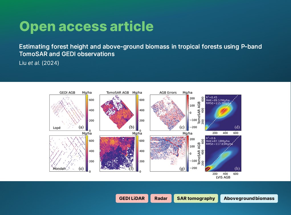 🔓 OPEN ACCESS article:

Liu et al. use #GEDI #LiDAR observations to examine the sensivity of airborne P-band #SAR #tomography backscatter data to tropical #forest height and #AbovegroundBiomass density.

🔗 doi.org/10.1080/014311…

#IJRS #RemoteSensing #TomoSAR #ForestMapping
