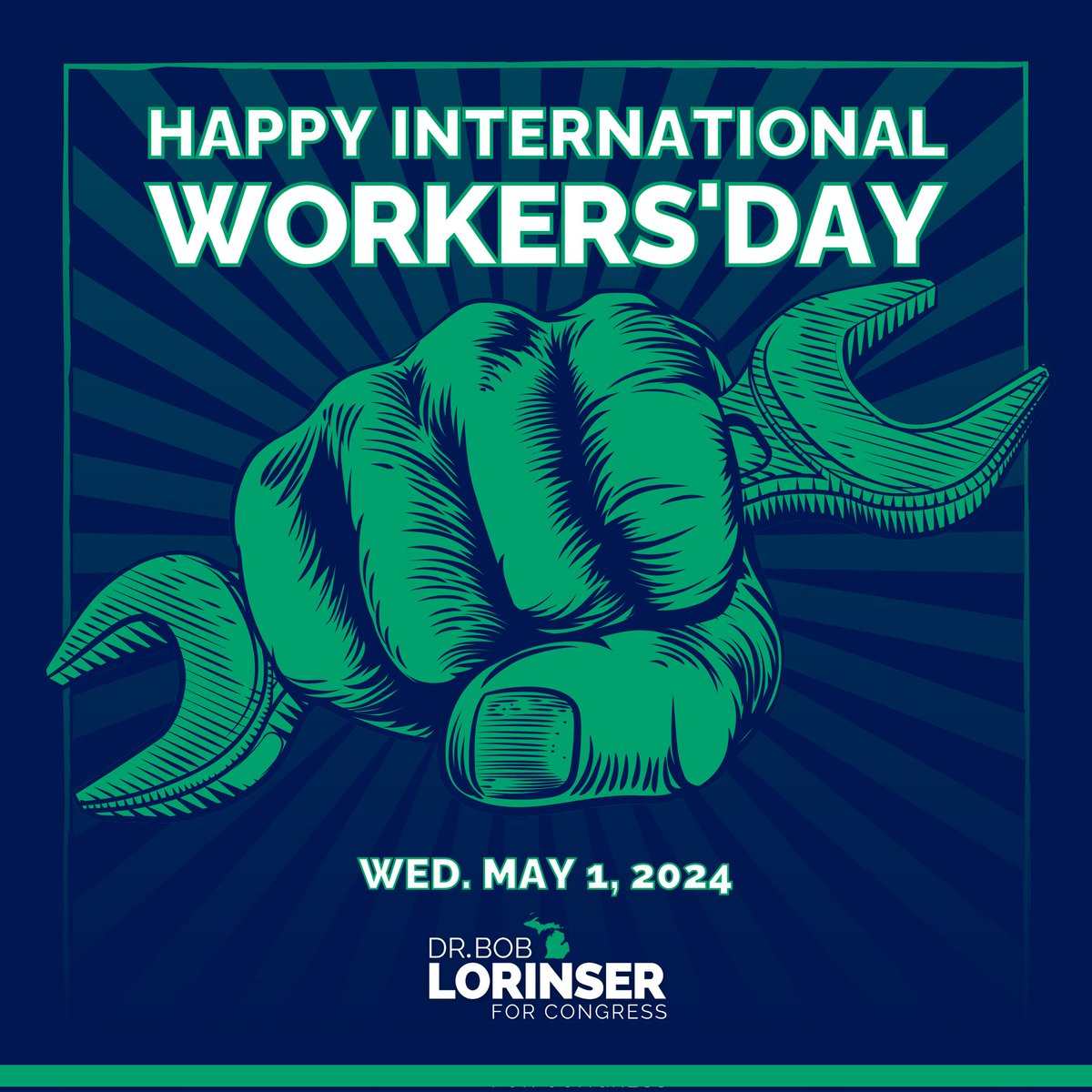 On International Workers' Day, we reaffirm our support for family sustaining wages and workers' rights. We must build a strong working class because the working class builds America. Today, and every day, we celebrate workers worldwide. #MI01 #SolidarityForever
