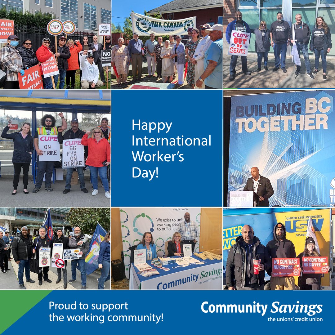 Happy International Worker’s Day from Community Savings, the unions’ credit union.
We are on the side of workers and are committed to supporting and advocating for the working community. 

#Internationalworkersday  #workers #socialpurpose