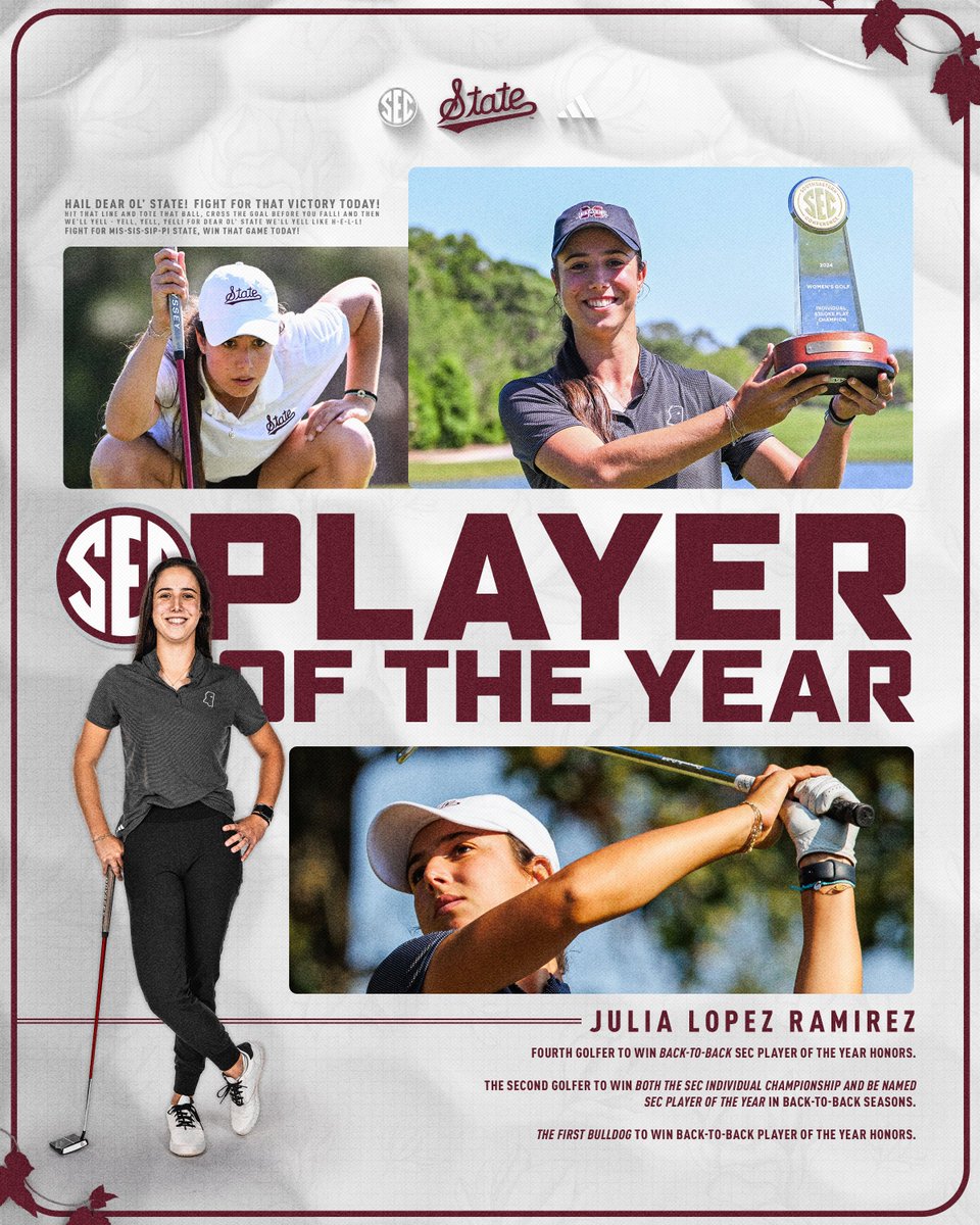 She's the BEST and now everyone knows it. For the second year in a row, Julia Lopez Ramirez is the SEC Player of the Year! #HailState🐶