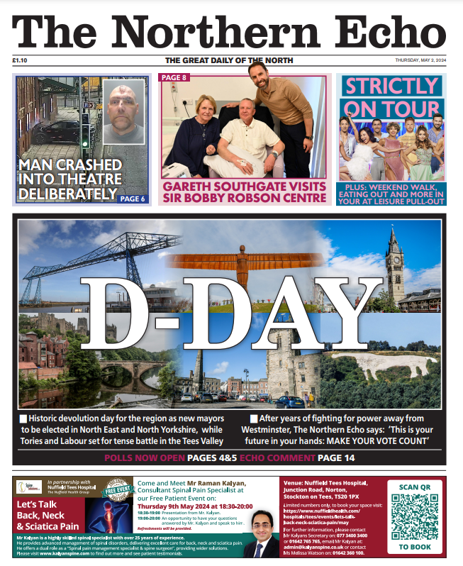 Nick Gullon (@echonickg) on Twitter photo Tomorrow, for the first time, voters in every part of our fantastic region will be able to elect a devolved mayor
So after years of fighting for powers away from Westminster, in a special <a href="/TheNorthernEcho/">The Northern Echo</a>, we urge you to use your vote wisely
This is your future in your hands 🗳️ Tomorrow, for the first time, voters in every part of our fantastic region will be able to elect a devolved mayor
So after years of fighting for powers away from Westminster, in a special <a href="/TheNorthernEcho/">The Northern Echo</a>, we urge you to use your vote wisely
This is your future in your hands 🗳️