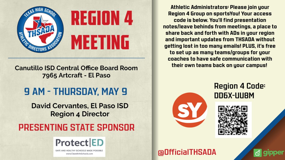 Our next Region 4 Meeting, for our membership throughout the Greater El Paso area, is upcoming next week. #TeacherAppreciationWeek