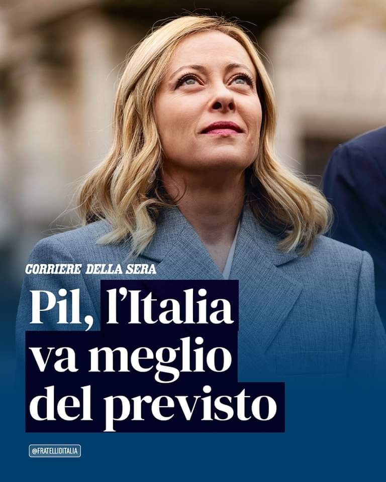 🔵 I dati ISTAT sull'andamento dell'economia italiana sono incoraggianti: nonostante la zavorra degli scellerati superbonus della sinistra, il nostro PIL continua a crescere.

I numeri confermano che siamo sulla strada giusta.